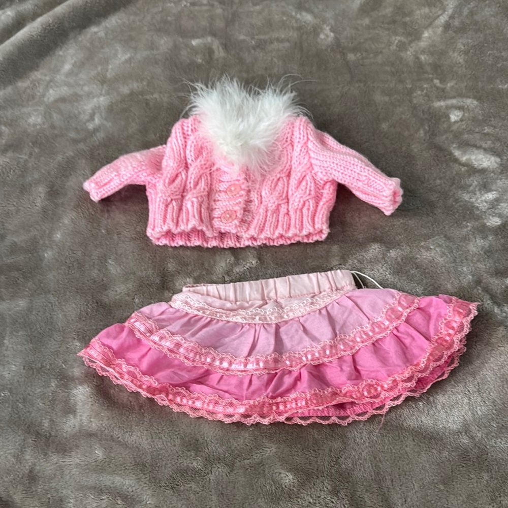 Charming Pink Knit Sweater and Skirt Set